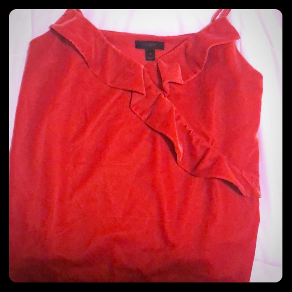 J. Crew velvet tank with ruffle